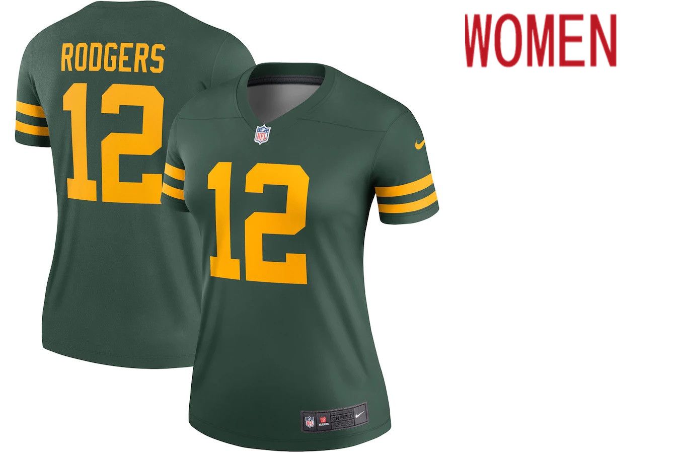 Women Green Bay Packers #12 Aaron Rodgers Nike Green Alternate Legend Player NFL Jersey
